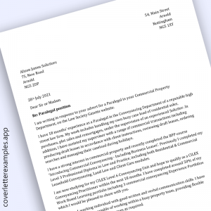 Paralegal cover letter example - preview